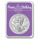 2023 1 oz Silver Eagle - w/Happy Birthday, Purple Card, In TEP