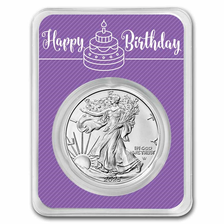 2023 1 oz Silver Eagle - w/Happy Birthday, Purple Card, In TEP