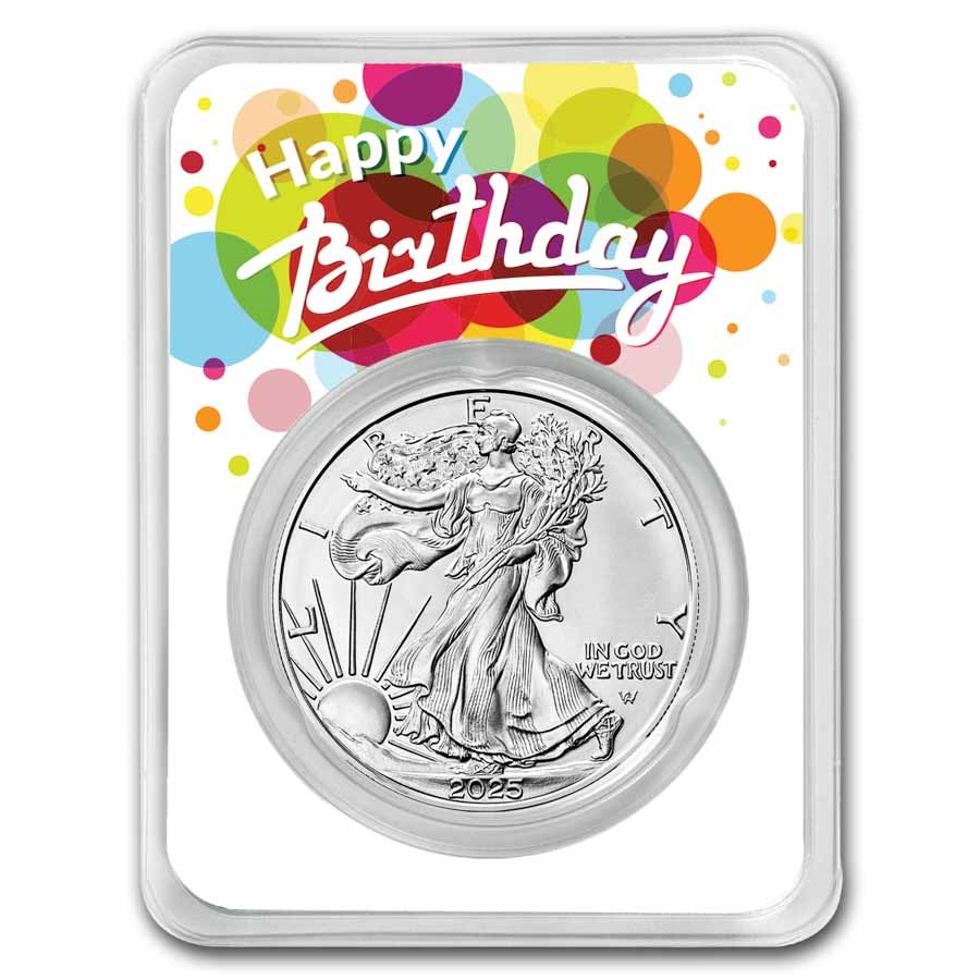 2023 1 oz Silver Eagle - w/Happy Birthday, White Card, In TEP