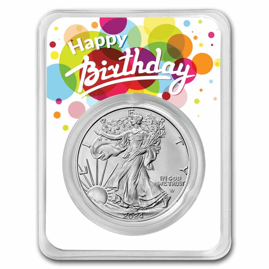 2023 1 oz Silver Eagle - w/Happy Birthday, White Card, In TEP