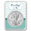 2023 1 oz Silver Eagle - w/"It's A Boy", Baby Birds Card, In TEP