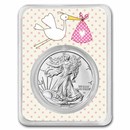 2023 1 oz Silver Eagle - w/"It's A Girl", Stork Card, In TEP