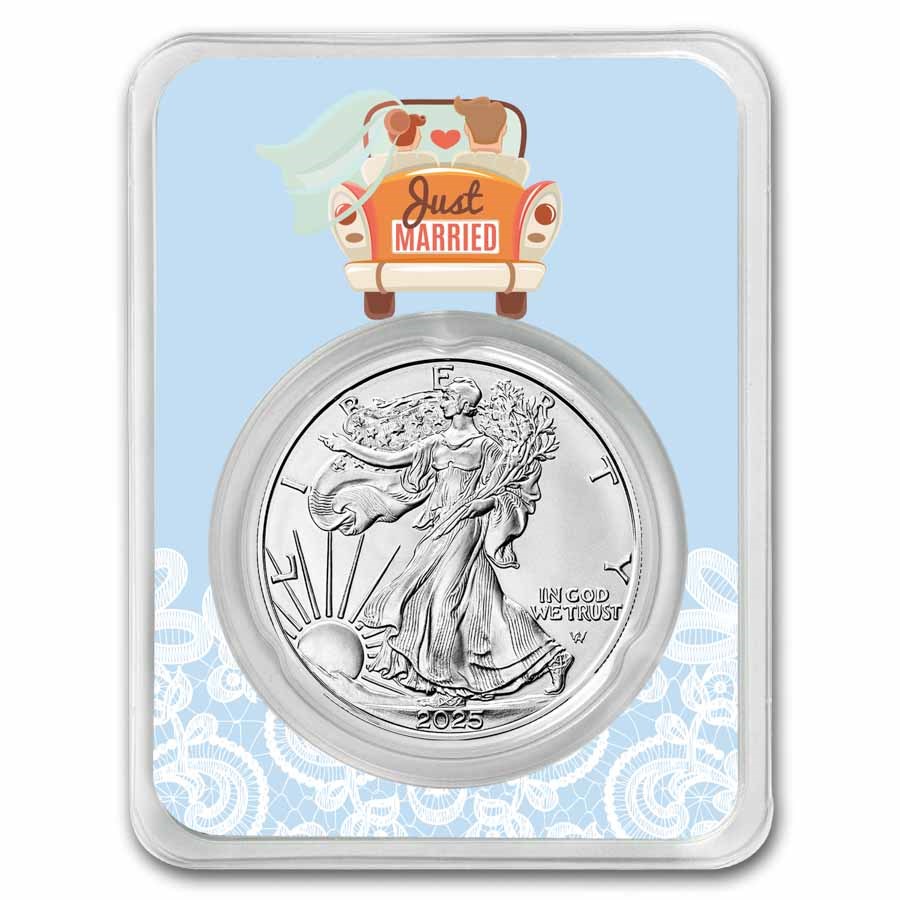 2023 1 oz Silver Eagle - w/Just Married, Light Blue Card, In TEP