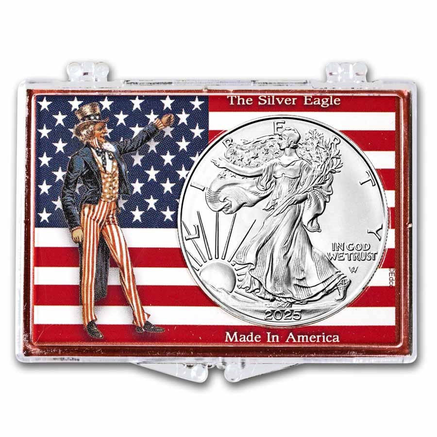 2023 1 oz Silver Eagle - w/Snap-Lock, American Flag & Uncle Sam