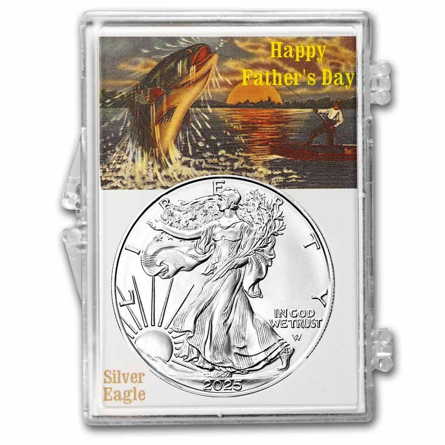 2023 1 oz Silver Eagle - w/Snap-Lock, Father's Day, Fishing
