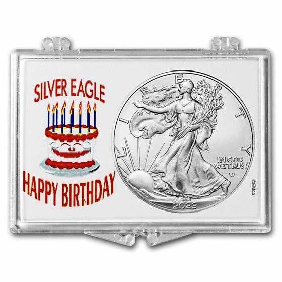 2023 1 oz Silver Eagle - w/Snap-Lock, Happy Birthday Design
