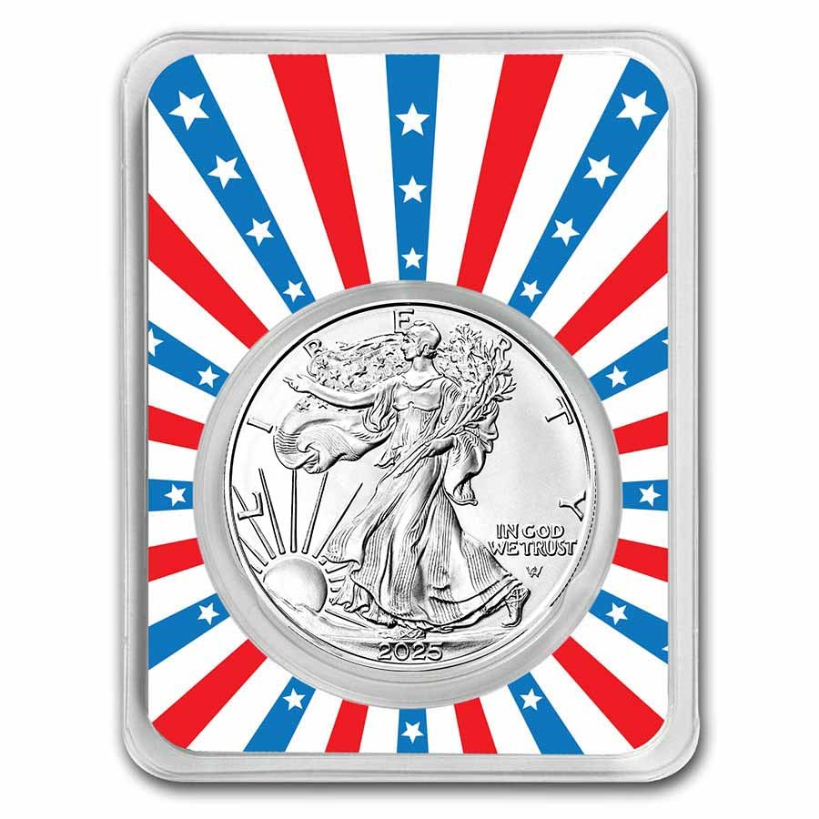 2023 1 oz Silver Eagle - w/Stars & Stripes Burst Card, In TEP