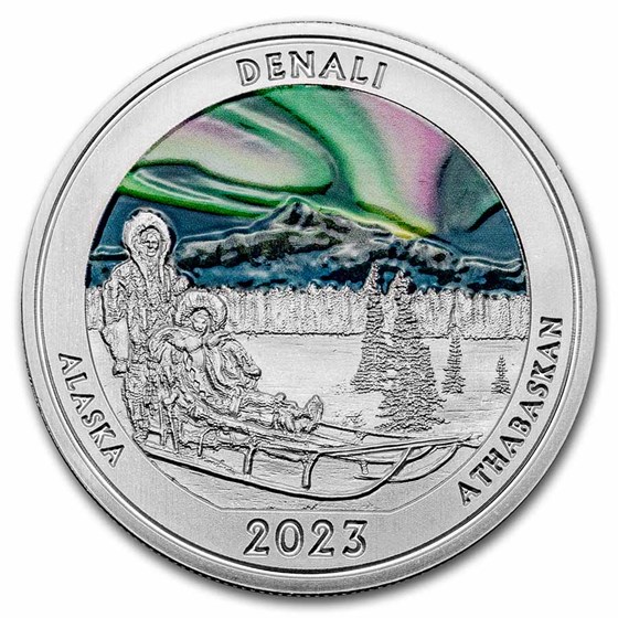 2023 1 oz Silver NATB Alaska Denali National Park (Colorized)