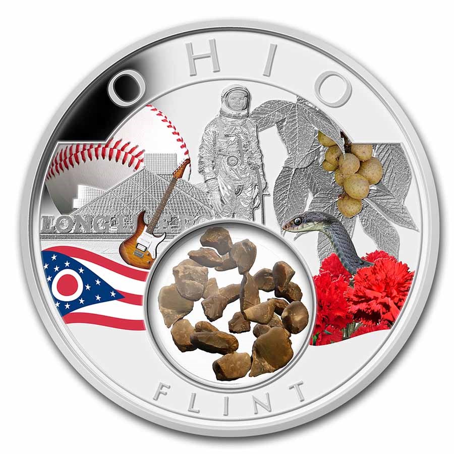 2023 1 oz Silver Treasures of the U.S. Ohio Flint (Colorized)