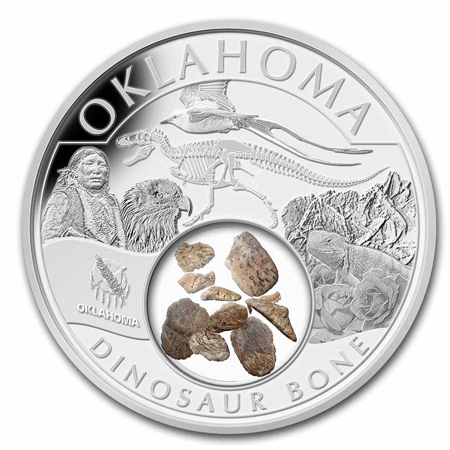 2023 1 oz Silver Treasures of the U.S. Oklahoma Dinosaur Bone