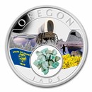 2023 1 oz Silver Treasures of the U.S. Oregon Jade (Colorized)