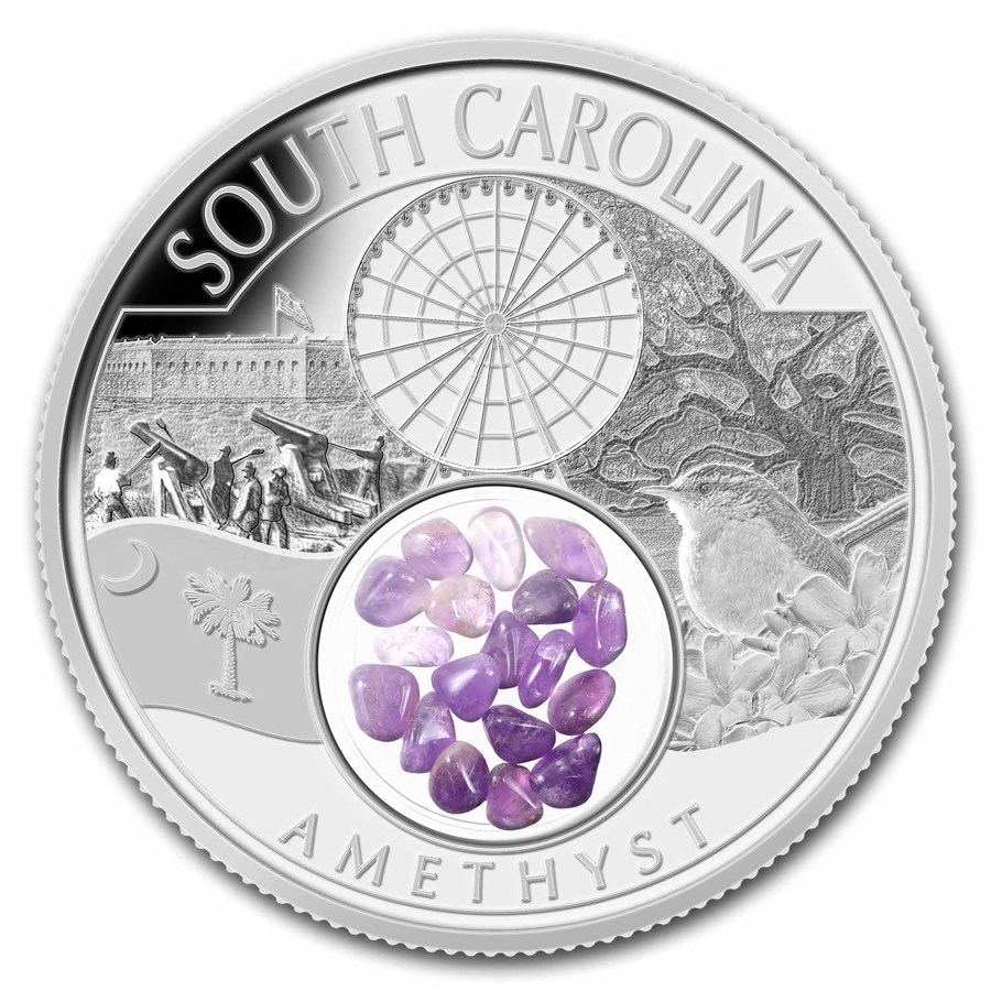 2023 1 oz Silver Treasures of the U.S. South Carolina Amethyst