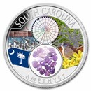 2023 1 oz Silver Treasures South Carolina Amethyst (Colorized)