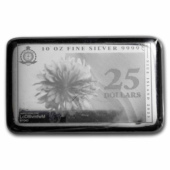 2023 10 oz Silver Coin Bar Note - Pressburg Mint (Flower) 2023 10 oz Silver Coin Bar Note - Pressburg Mint (Flower)
