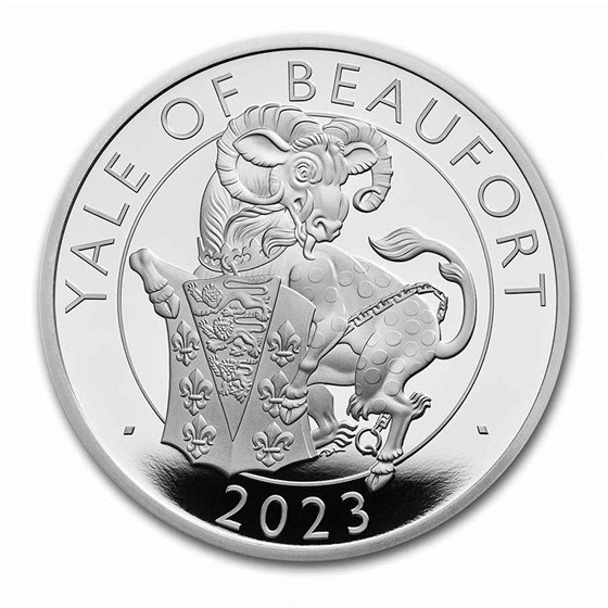 2023 1oz Silver Royal Tudor Beasts Yale of Beaufort Prf (Box/COA)