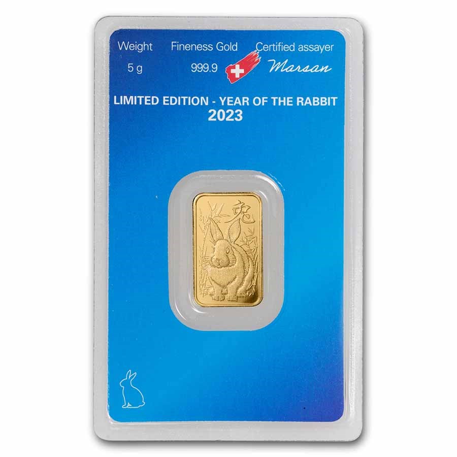 2023 5 gram Gold Bar - Argor-Heraeus Year of the Rabbit (Assay)