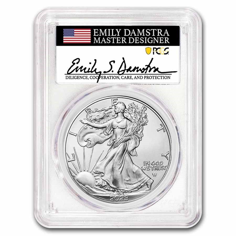 Buy 2023 Silver Eagle MS70 PCGS Damstra APMEX