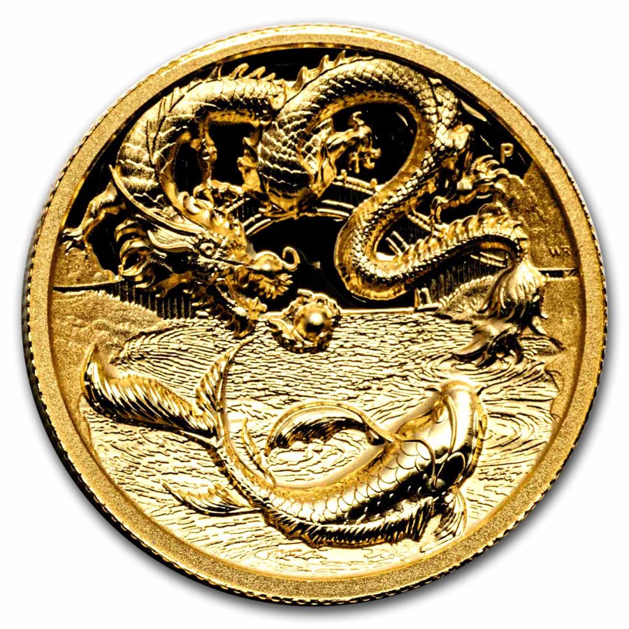 2023 AUS 1 oz Gold Chinese Myths & Legends Dragon & Koi PF UHR