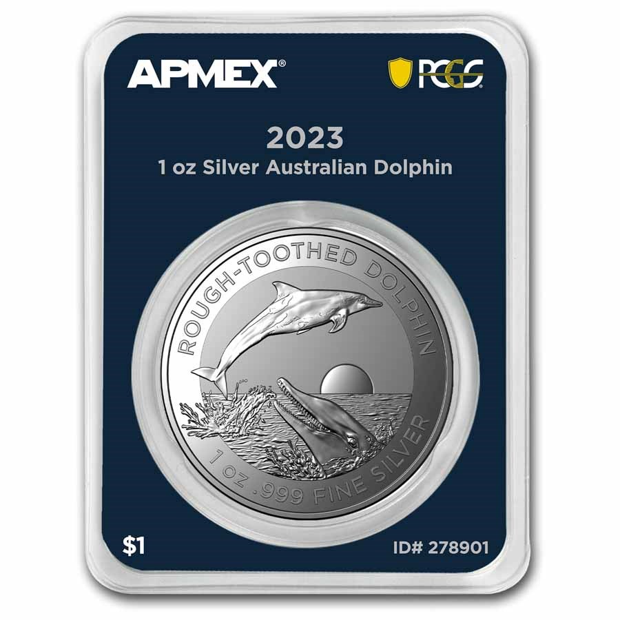 2023 AUS 1 oz Silver $1 Dolphin (MintDirect® Premier + PCGS)