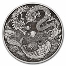 2023 AUS 1 oz Silver Antiqued Myths & Legends Dragon & Koi (Cap)