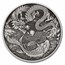 2023 AUS 1 oz Silver Dragon & Koi Antiqued BU (Display Card)