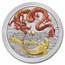 2023 AUS 1 oz Silver Dragon & Koi Red & Gold Colorized BU in Cap