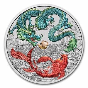 Buy 2023 AUS 1 oz Silver Dragon & Koi Vivid Colorized BU (in Buy 2023 AUS 1 oz Silver Dragon & Koi Vivid Colorized BU (in