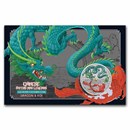2023 AUS 1 oz Silver Dragon & Koi Vivid Colorized (Display Card)