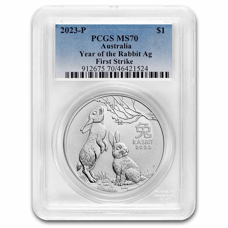 2023 AUS 1 oz Silver Lunar Rabbit MS-70 PCGS (First Strike)