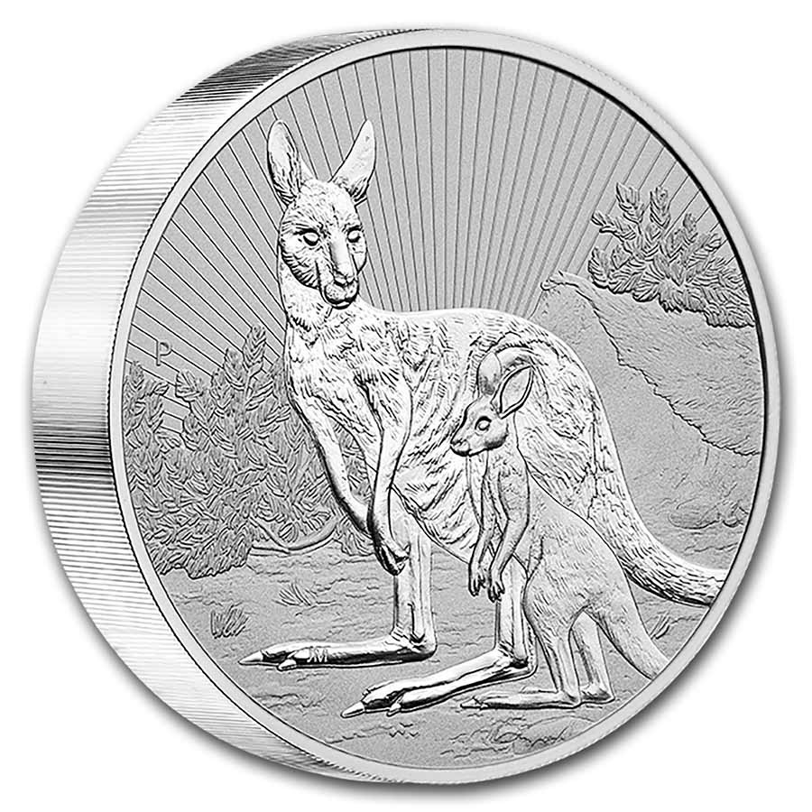 2023 AUS 10 oz Silver Piedfort Kangaroo Mother & Baby Joey BU