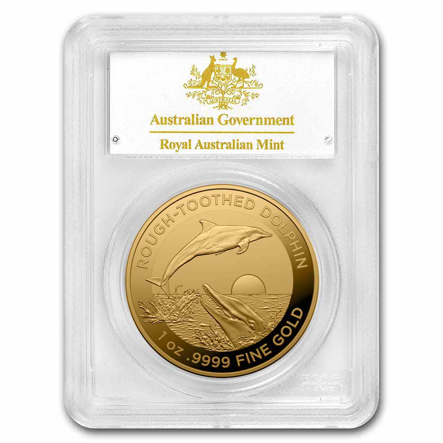 2023 AUS 1oz Gold Rough-Toothed Dolphin MS-70 PCGS (FirstStrike®)