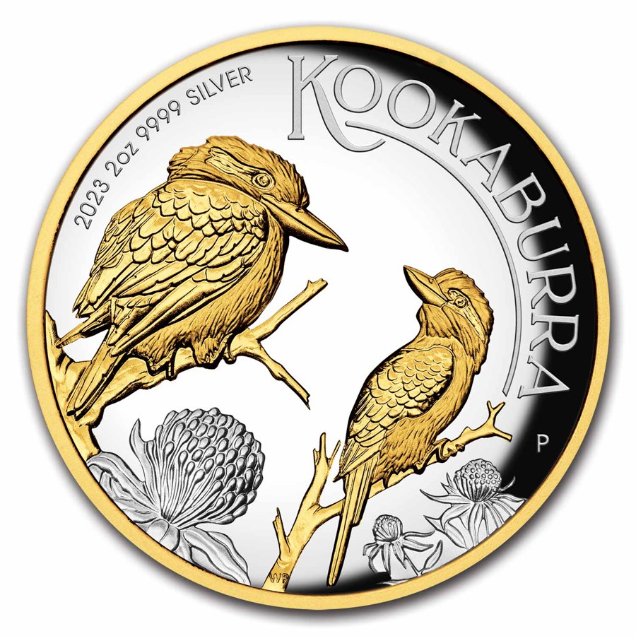 2023 AUS 2 oz Silver Gilded Australian Kookaburra Proof (HR)