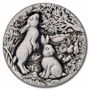 2023 AUS 2 oz Silver Year of the Rabbit Antiqued (Box & COA)