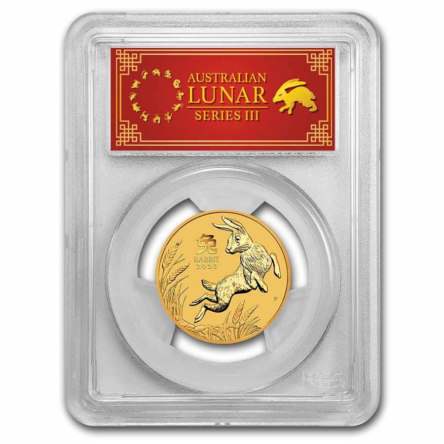2023 Australia 1/2 oz Gold Lunar Rabbit MS-70 PCGS (FS Red Label)