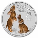 2023 Australia 1 kilo Silver Lunar Rabbit BU (Colorized, SIII)
