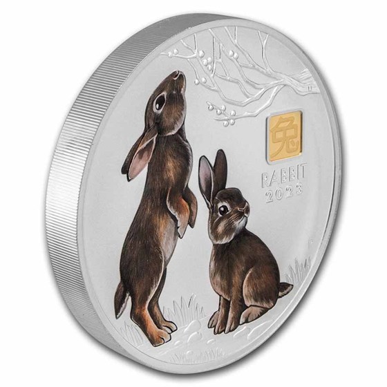 Buy 2023 Australia 1 kilo Silver Lunar Rabbit BU (Gold Privy) | APMEX
