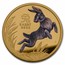 2023 Australia 1 oz Gold Lunar Rabbit PF (Colorized, Box & COA)
