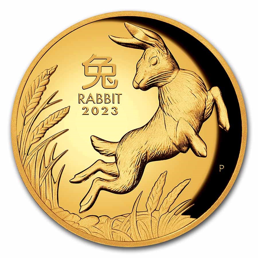 2023 Australia 1 oz Gold Lunar Rabbit Proof (HR, Box & COA)
