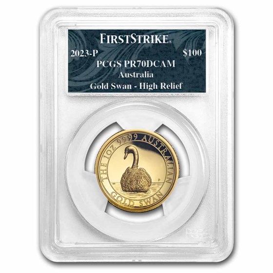 2023 Australia 1 oz Gold Swan PR-70 PCGS FS, Swan Label 2023 Australia 1 oz Gold Swan PR-70 PCGS FS, Swan Label