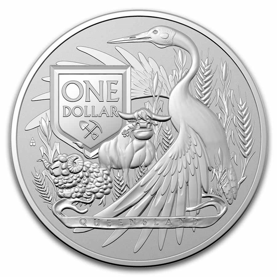 2023 Australia 1 oz Silver $1.00 Coat of Arms - Queensland BU