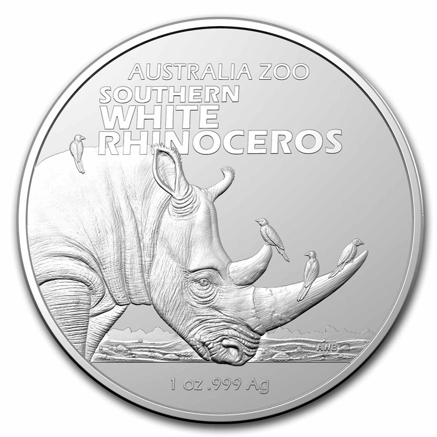 2023 Australia 1 oz Silver $1 Australian Zoo: White Rhinoceros BU