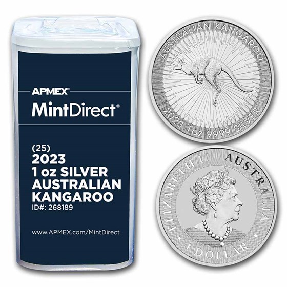 2023 Australia 1 oz Silver Kangaroo (25-Coin MintDirect® Tube)