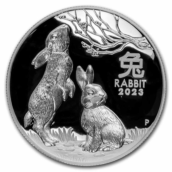 2023 Australia 1 oz Silver Lunar Rabbit Proof (HR, Box & COA)