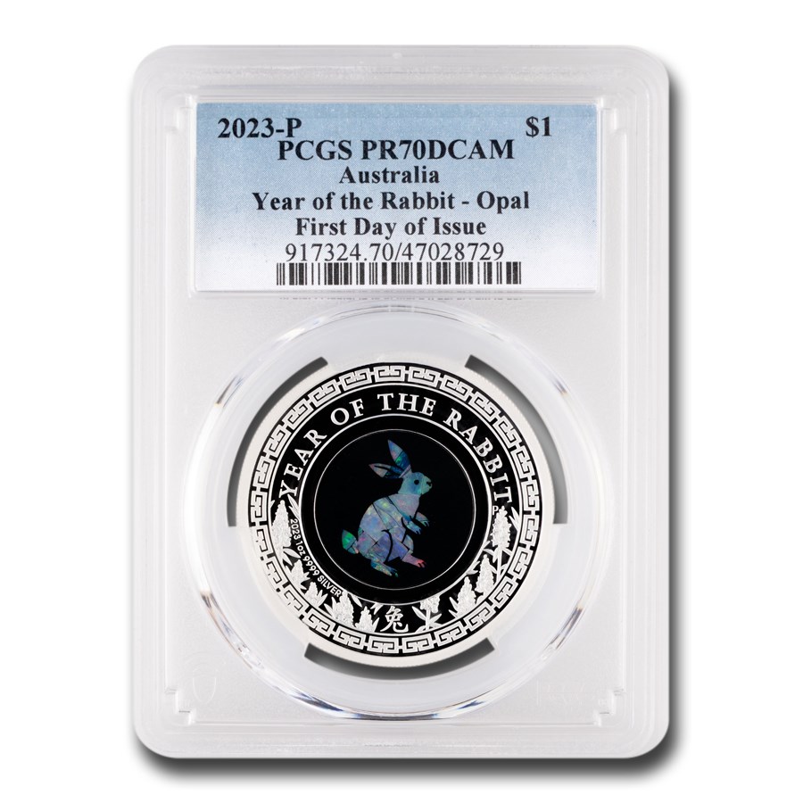 2023 Australia 1 oz Silver Opal Lunar Rabbit PF-70 PCGS (FDI)