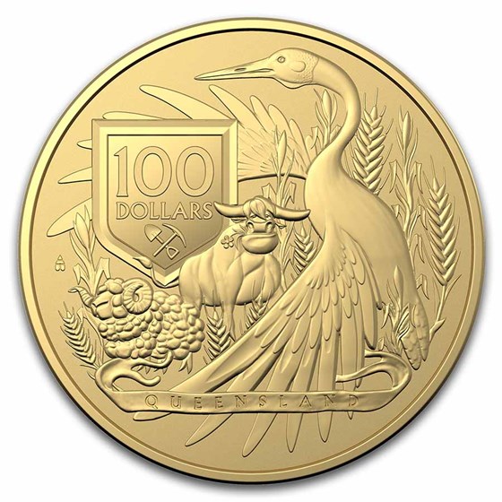 2023 Australia $100 1 oz Gold Coat of Arms - Queensland BU 2023 Australia $100 1 oz Gold Coat of Arms - Queensland BU