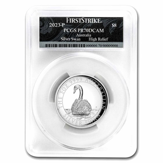 2023 Australia 5 oz Silver Swan PR-70 PCGS HR (FS, Swan Label) 2023 Australia 5 oz Silver Swan PR-70 PCGS HR (FS, Swan Label)