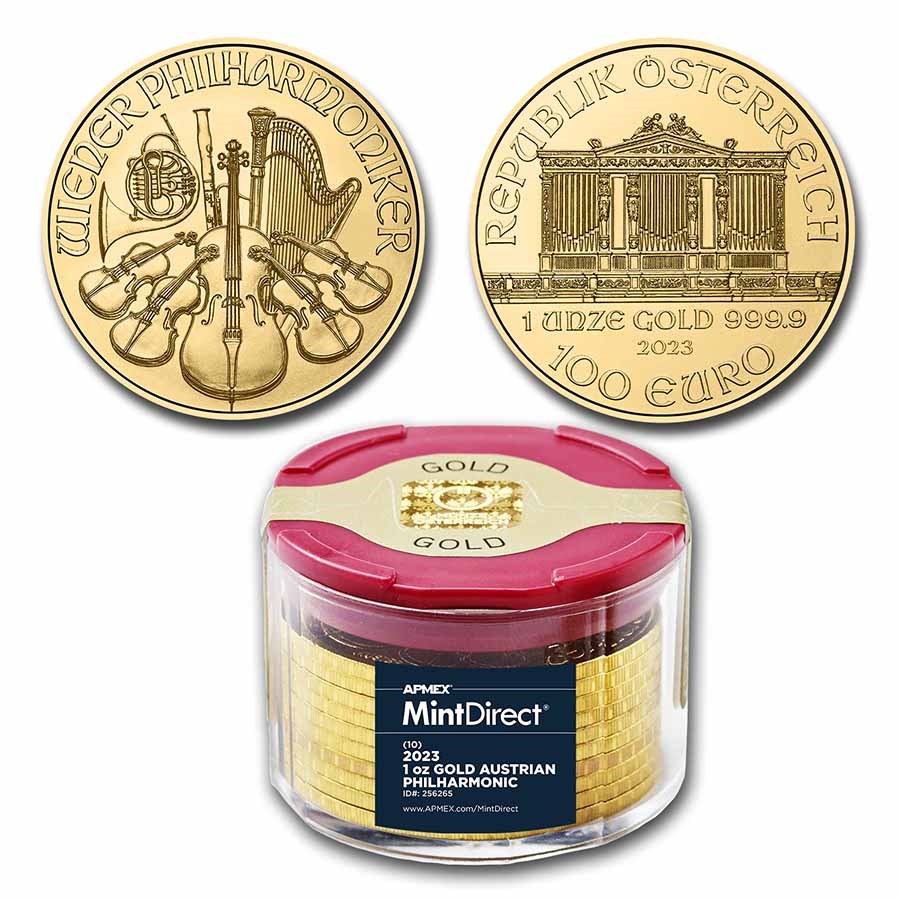 2023 Austria 1 oz Gold Philharmonic (10-Coin MintDirect® Tube)