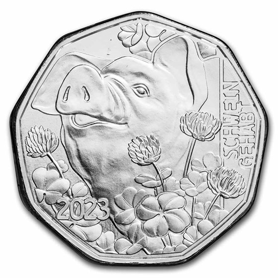 2023 Austria Silver €5 New Year's: The Popular Pig 2023 Austria Silver €5 New Year's: The Popular Pig