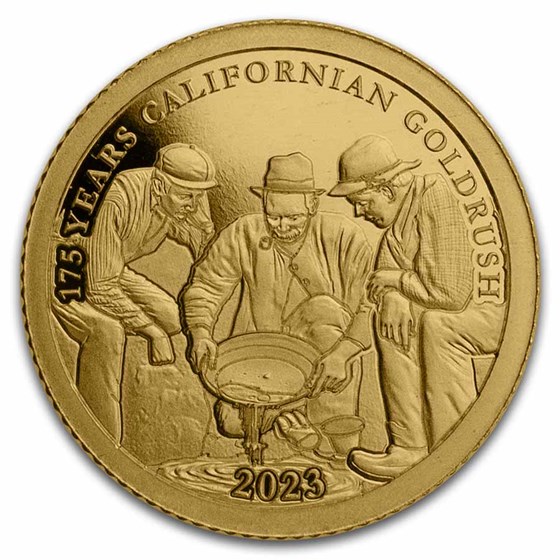 2023 Barbados 1/2 Gram Gold 175th Anniv. California Gold Rush