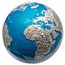 2023 Barbados 3 oz Silver Blue Marble: Glow in the Dark Earth